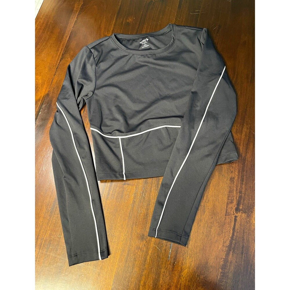 Old Navy Active Powersoft Go-Dry Women's S Black Cropped Long Sleeve Crew Top